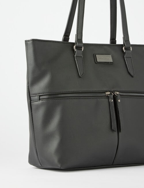 Pronta Moda Front Zip Tote Bag, Black product photo View 07 L