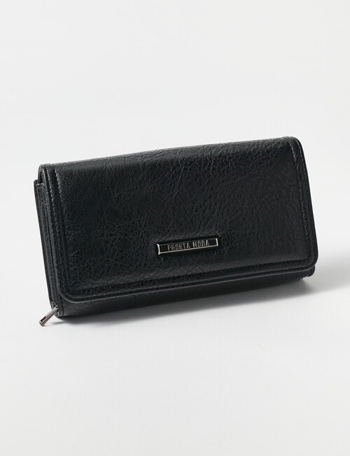 Pronta Moda Large Flap Wallet, Black product photo
