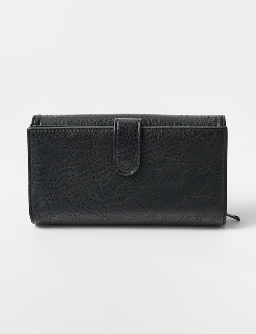 Pronta Moda Large Flap Wallet, Black product photo View 02 L
