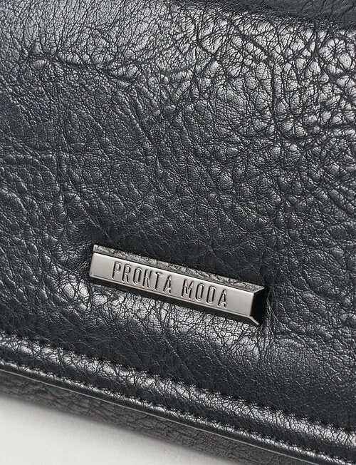 Pronta Moda Large Flap Wallet, Black product photo View 03 L