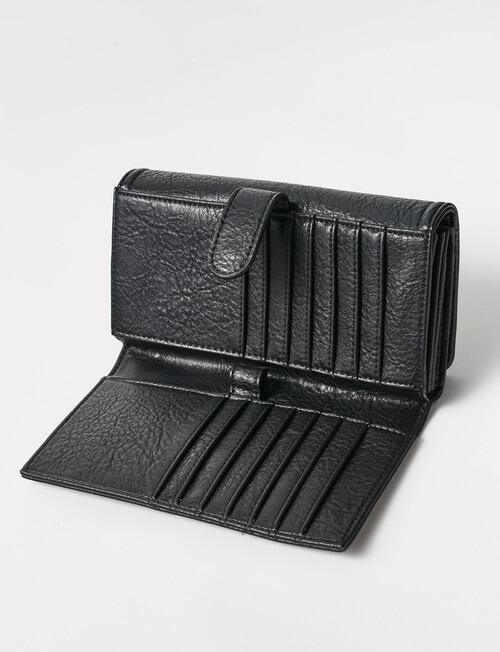 Pronta Moda Large Flap Wallet, Black product photo View 04 L