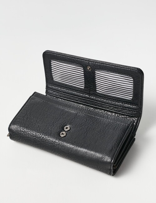 Pronta Moda Large Flap Wallet, Black product photo View 05 L