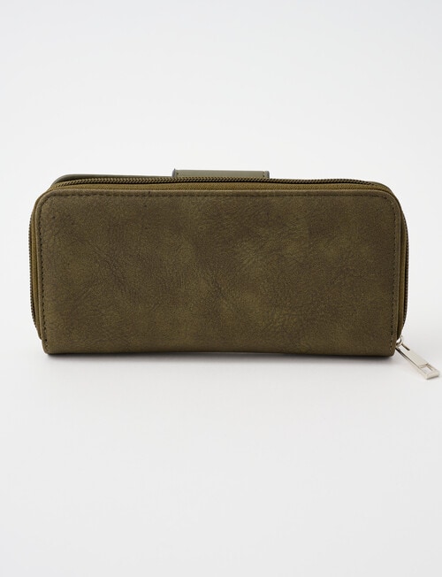 Pronta Moda Tab Detail Large Wallet, Olive product photo View 02 L