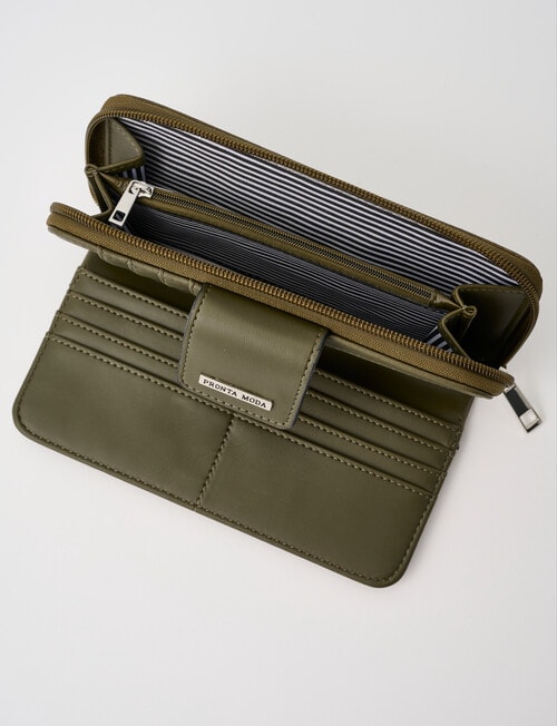 Pronta Moda Tab Detail Large Wallet, Olive product photo View 05 L