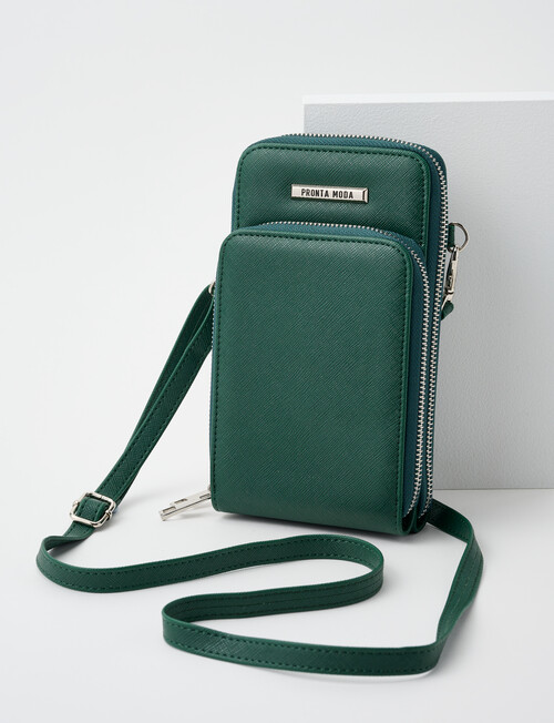 Pronta Moda Bex Double Pocket Phone Wallet, Emerald product photo View 03 L