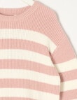 Mac & Ellie Stripe Jumper, Dusty Pink & Vanilla product photo View 02 S