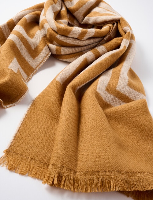Boston + Bailey Geometric Scarf, Camel & Oat product photo View 02 L