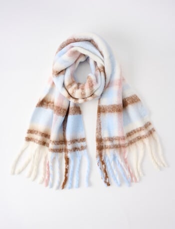 Boston + Bailey Check Blanket Scarf, Ivory & Blue product photo