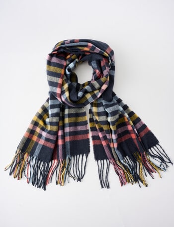 Boston + Bailey Check Blanket Scarf, Navy & Pink product photo