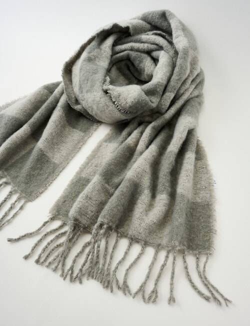 Whistle Accessories Checkerboard Blanket Scarf, Grey product photo View 02 L