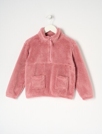 Mac & Ellie Sherpa 1/4 Zip Sweatshirt, Ballerina Pink product photo