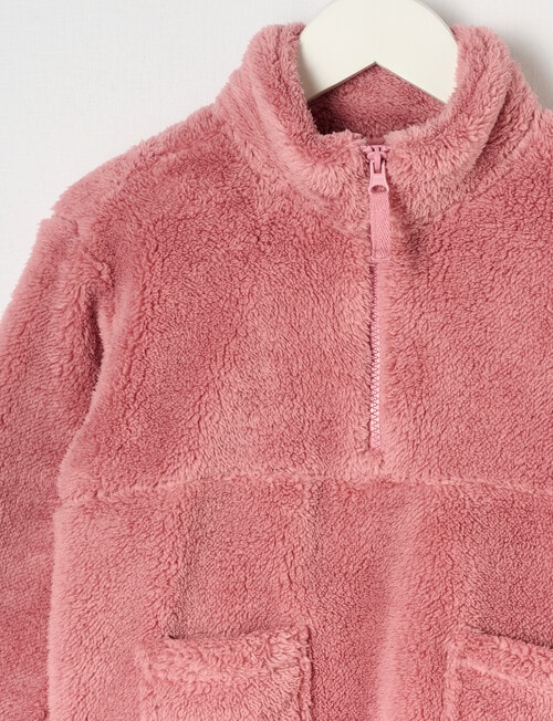 Mac & Ellie Sherpa 1/4 Zip Sweatshirt, Ballerina Pink product photo View 02 L