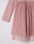 Mac & Ellie Long Sleeve Rib Tulle Dress, Dusty Pink product photo View 02 S