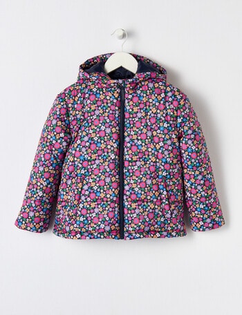 Mac & Ellie Floral Puffer Jacket, Navy product photo