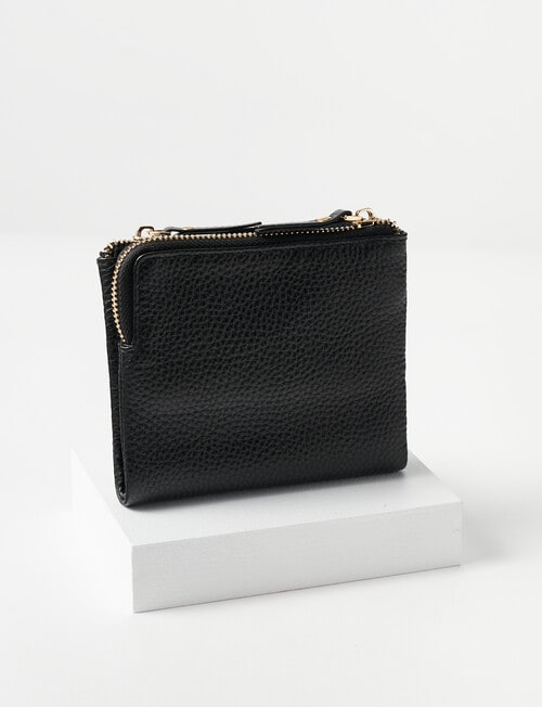 Whistle Accessories Leather Mid Double Zip Wallet, Black product photo