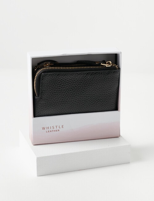 Whistle Accessories Leather Mid Double Zip Wallet, Black product photo View 02 L