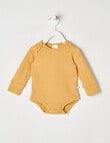 Teeny Weeny Long-Sleeve Rib Bodysuit, Mellow Yellow product photo
