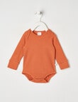 Teeny Weeny Long-Sleeve Rib Bodysuit, Pumpkin Orange product photo