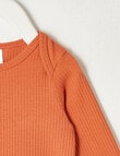 Teeny Weeny Long-Sleeve Rib Bodysuit, Pumpkin Orange product photo View 02 S