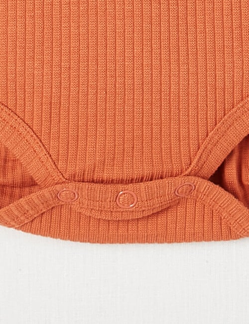 Teeny Weeny Long-Sleeve Rib Bodysuit, Pumpkin Orange product photo View 03 L