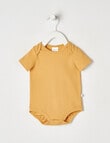 Teeny Weeny Short-Sleeve Rib Bodysuit, Mellow Yellow product photo