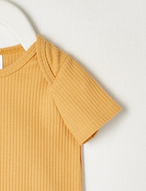 Teeny Weeny Short-Sleeve Rib Bodysuit, Mellow Yellow product photo View 02 L