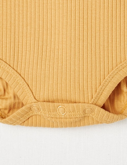 Teeny Weeny Short-Sleeve Rib Bodysuit, Mellow Yellow product photo View 03 L