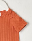Teeny Weeny Short-Sleeve Rib Bodysuit, Pumpkin Orange product photo View 02 S