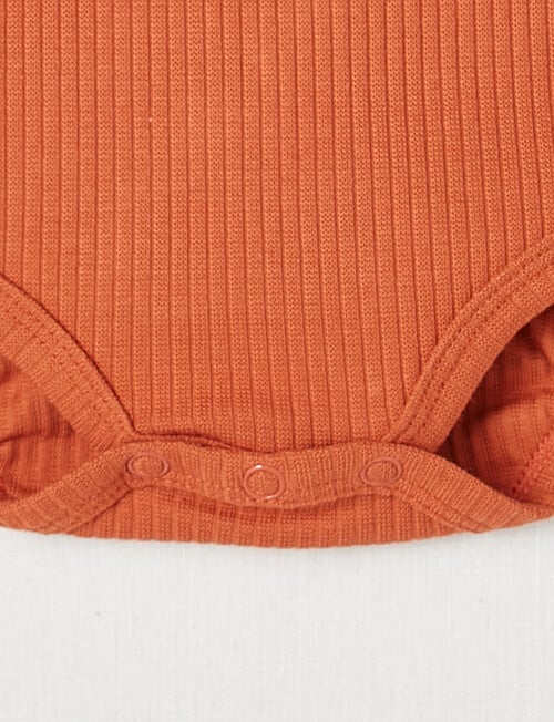 Teeny Weeny Short-Sleeve Rib Bodysuit, Pumpkin Orange product photo View 03 L