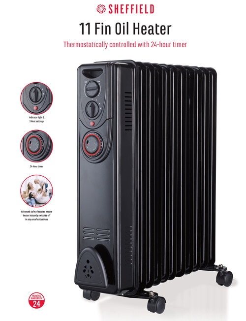 Sheffield 11 Fin Oil Heater with 24hr Timer product photo View 10 L