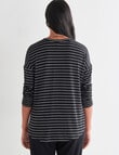 Zest Supersoft Brushed Stripe Crew Tee, Black & Ivory product photo View 02 S