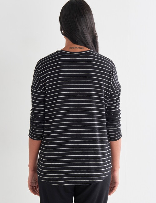 Zest Supersoft Brushed Stripe Crew Tee, Black & Ivory product photo View 02 L