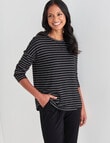 Zest Supersoft Brushed Stripe Crew Tee, Black & Ivory product photo View 05 S