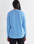 Zest Supersoft Brushed Crew Tee, Blue & White Stripe product photo View 02 S
