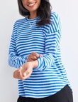 Zest Supersoft Brushed Crew Tee, Blue & White Stripe product photo View 04 S