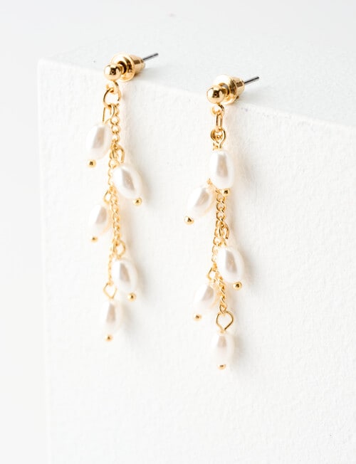 Whistle Accessories Pearl Dangle Earring, Imitation Gold product photo View 02 L