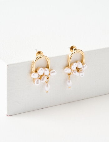 Whistle Accessories Delicate Pearl Posy Drop Earrings, Imitation Gold product photo