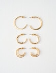 Whistle Accessories Hoop Earring Set, 3-Pack, Imitation Gold product photo View 02 S