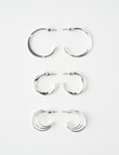 Whistle Accessories Hoop Earring Set, 3-Pack, Imitation Silver product photo View 02 S