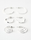Whistle Accessories Hoop Earring Set, 3-Pack, Imitation Silver product photo View 03 S