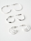 Whistle Accessories Hoop Earring Set, 3-Pack, Imitation Silver product photo View 04 S