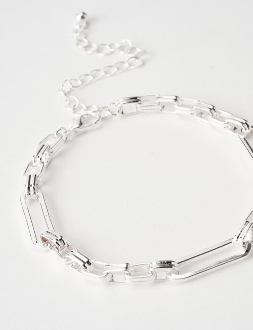 Whistle Accessories Figaro Link Chain Bracelet, Imitation Silver product photo View 02 L