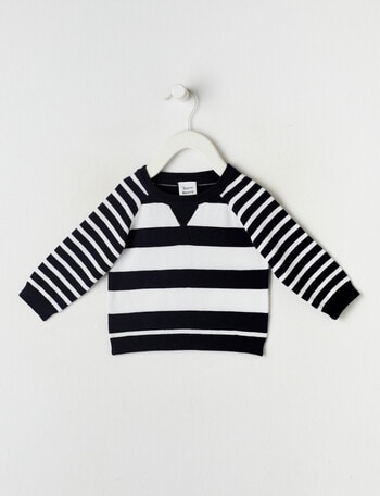 Teeny Weeny All Dressed Up Knit Stripe Jumper, Navy & White product photo