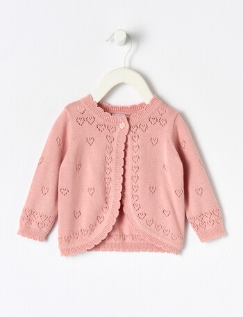 Teeny Weeny All Dressed Up Knit Frill Cardigan, Blush product photo