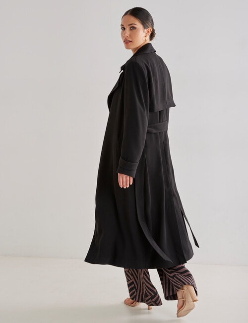 Whistle Long Sleeve Classic Trench Coat, Black product photo View 02 L