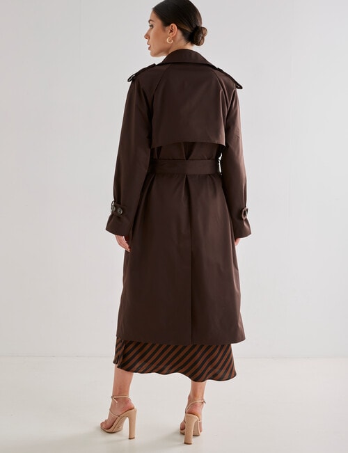 Whistle Long Sleeve Fashion Trench Coat, Chocolate Bronze product photo View 02 L