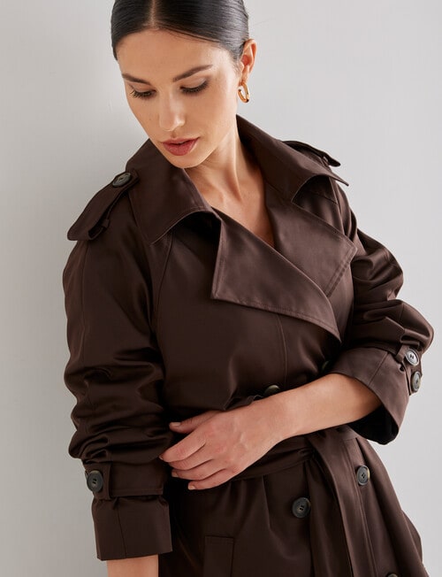 Whistle Long Sleeve Fashion Trench Coat, Chocolate Bronze product photo View 04 L