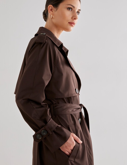 Whistle Long Sleeve Fashion Trench Coat, Chocolate Bronze product photo View 05 L