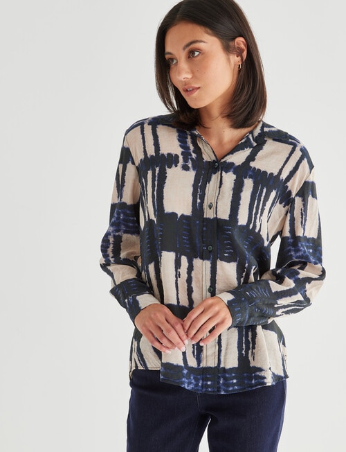 Jigsaw Malta Long Sleeve Shirt, Ocean Check product photo