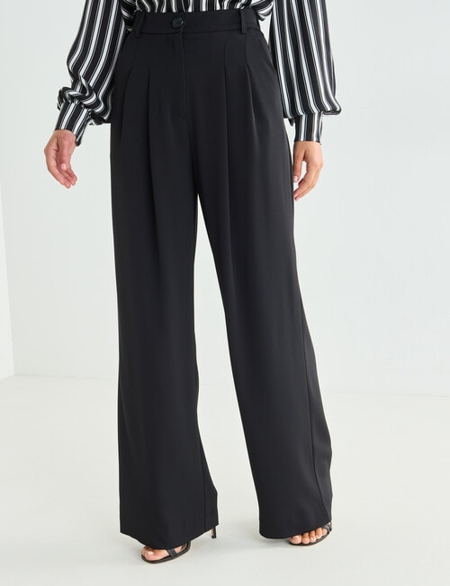 Whistle Fashion Straight Leg Shorter Length Pant, Black product photo
